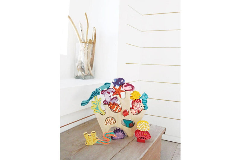 18pc Tender Leaf Toys 30cm Stacking Coral Reef Wooden Toy Set Kids Toddler 18m+