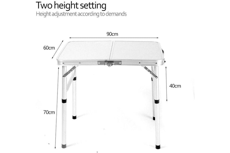 Costcom Folding Camp Table Small, with Adjustable Height Legs (90CM)