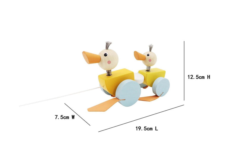 Kaper Kidz Wooden Pull Along Ducks Baby Toddler Fun Toy w Quacking Noise 18m+