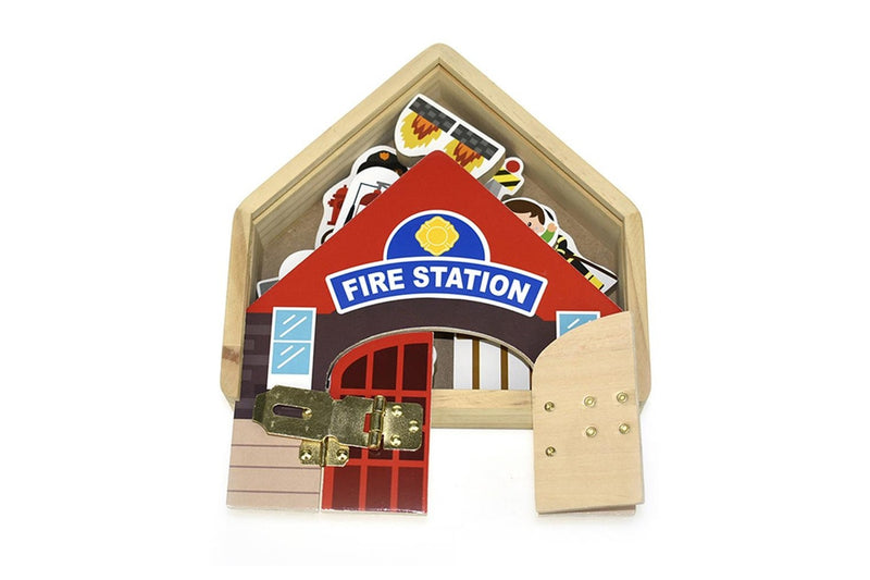 Kaper Kidz Metal Latch Playset 19cm Wooden Non-Toxic Firestation Toy Kids 3y+