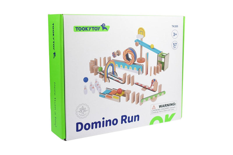 55pc Tooky Toy Domino Run Building Set Large Ramp Roller Step Seesaw Kids Toy 3+