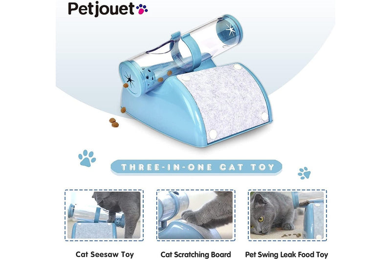 YES4PETS Cat Play Box Kit Pet Toy Kitten Toys Interactive Ball Peek Hunting Toy-Blue