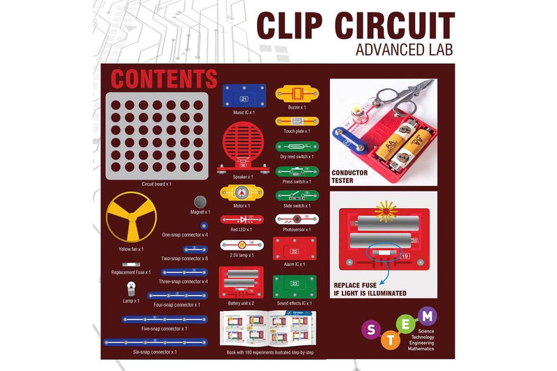 Heebie Jeebies Clip Circuit Advanced Lab 180 Electronic Kids Experiments Kit 7y+