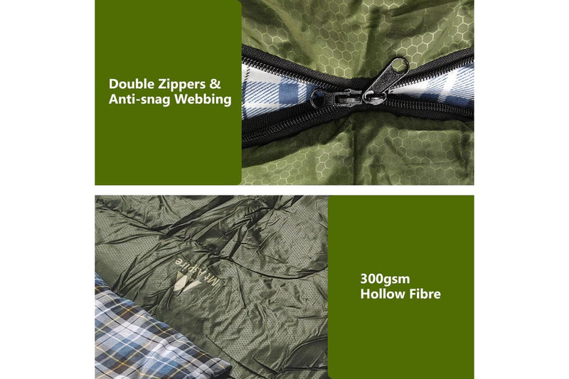 Mt Aspire Sleeping Bag Single Camping Hiking Winter Thermal -10C Army Green