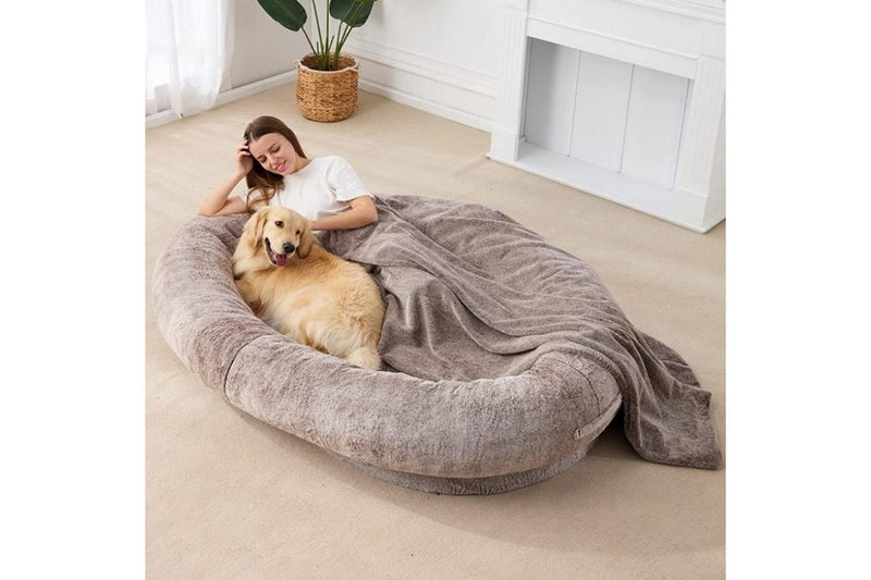 PETSWOL Washable Human Dog Bed - 170x100x25cm - Khaki