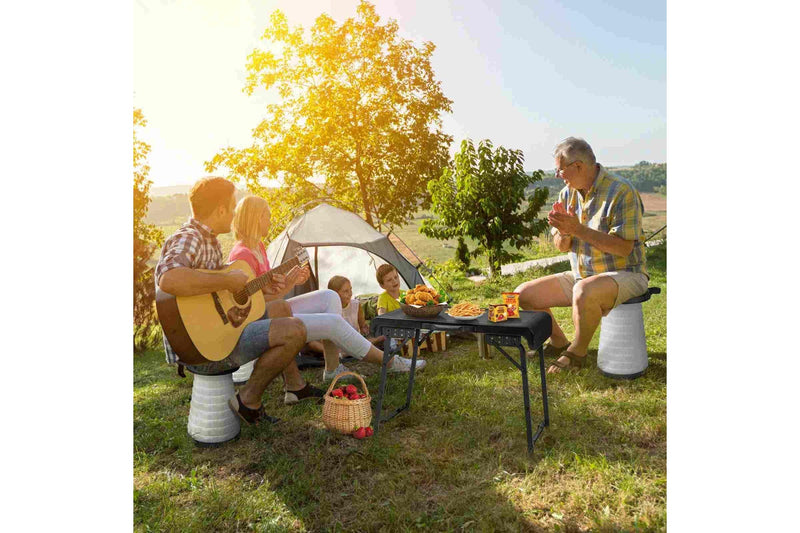 Costway 3pcs Camping Table Stool Set Picnic LED Telescopic Stools Outdoor Activity Seats Fishing Hiking Traveling