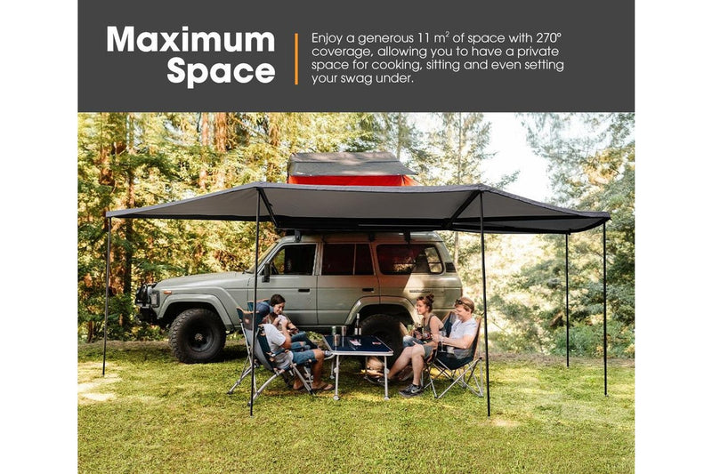 San Hima 270 Degree Free-Standing Awning 600D Double-Ripstop Oxford UPF50+ 4WD