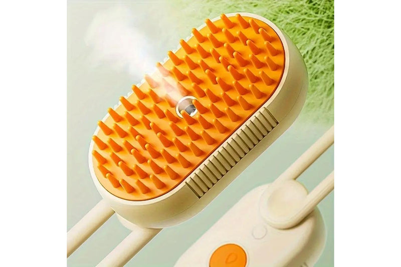 PETSWOL 3 in 1 Self Cleaning Pet Steam Brush - Beige