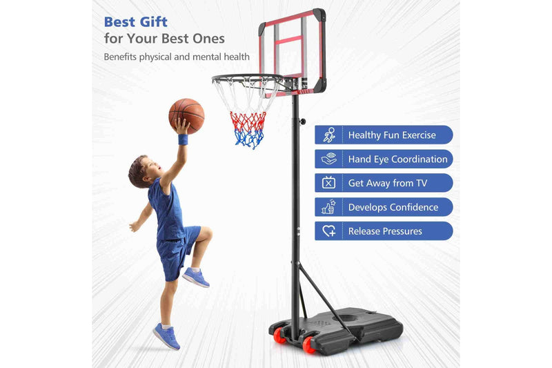 Costway 2.1m Basketball Hoop Stand System Adjustable Outdoor Basketball Ring w/Wheels & & Tripod Base