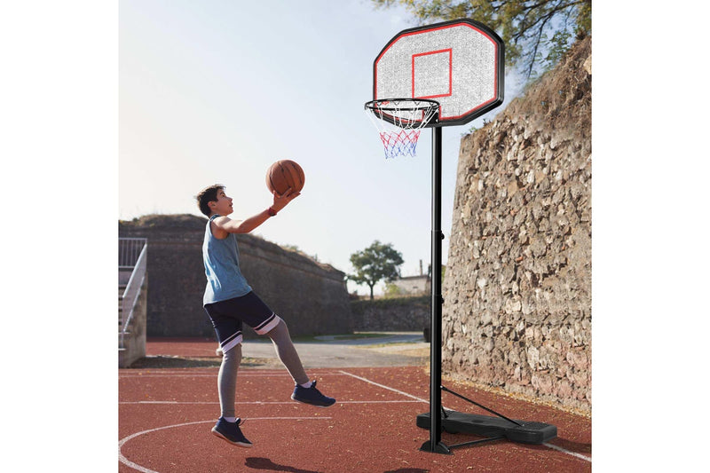 Costway Adjustable Basketball Hoop Stand System All Weather Basketball Ring w/ Wheels & Sturdy Base Teenagers