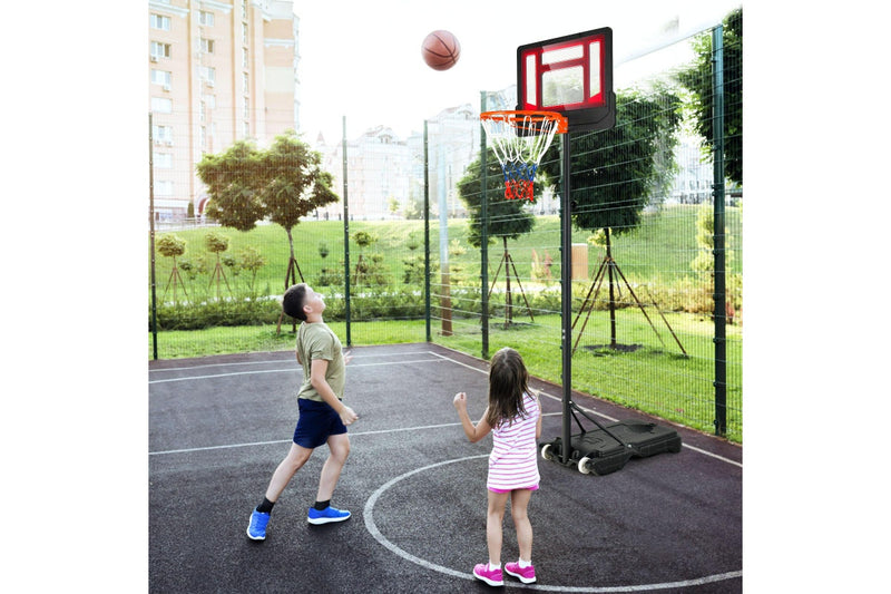 Costway Portable Basketball Hoop Adjustable Basketball Ring System Stand Teenager w/Wheels Indoor Outdoor