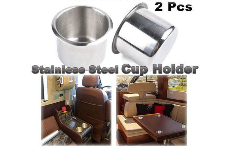 2pcs Stainless Steel Cup Drink Holder For Marine Car Truck Camper RV Boat