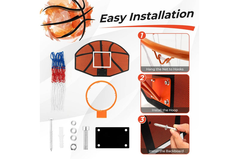 Costway Wall Mounted Basketball Kit Mini Portable Basketball Hoop Set Indoor Outdoor Basketball Goal