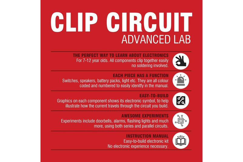 Heebie Jeebies Clip Circuit Advanced Lab 180 Electronic Kids Experiments Kit 7y+