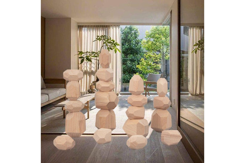 Ozstock New Toy Creative Wooden Stacking Balancing Stone Building Blocks AU