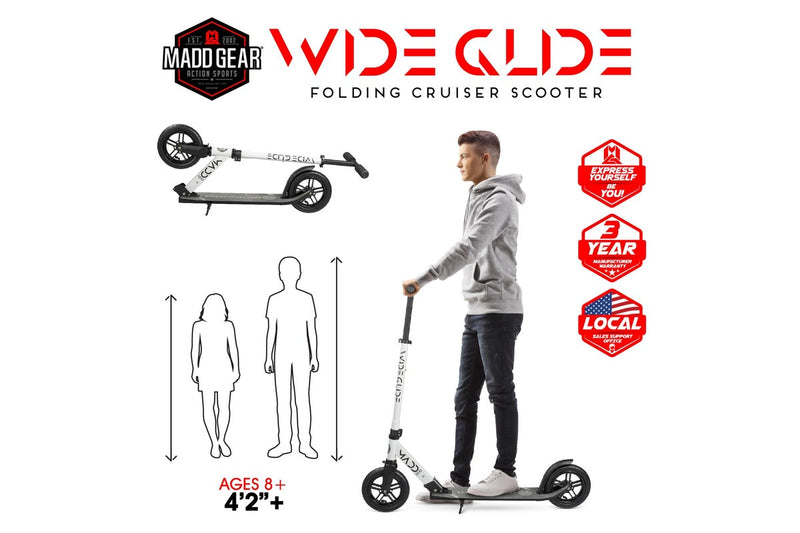 Madd Gear Renegade Wide Glide 200 Scooter - White / Black