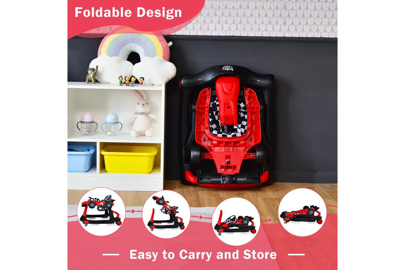 Costway 4in1 Walker Stroller Folding Push Walkers Ride on Toy Car Activity Music Gift Red