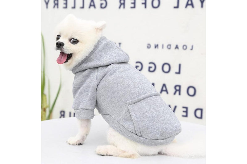 PETSWOL Dog Hoodie with Pocket - Grey, Small