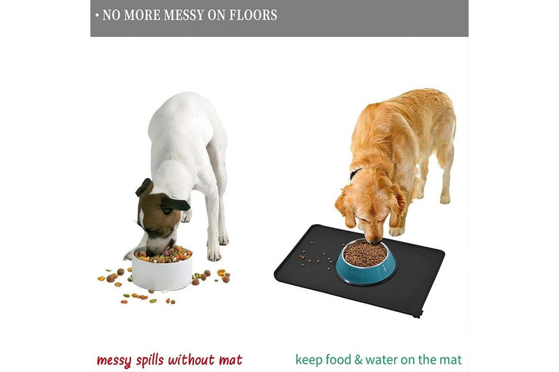 Non-Slip Waterproof Pet Feeding Mat - 54 x38cm (Black)