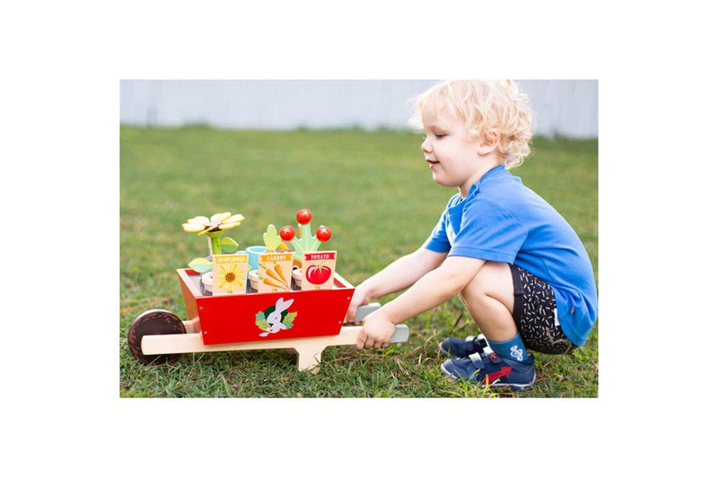 Tender Leaf Toys 48.5cm Garden Wheelbarrow Wooden Toy Set Kids Children 3y+