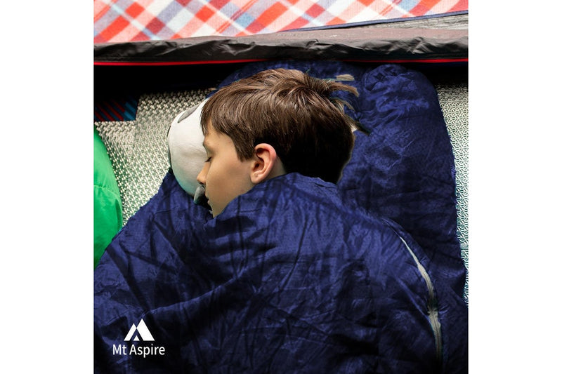 Mt Aspire Kids Sleeping Bag Single Camping Hiking Winter Thermal -10C Navy Blue