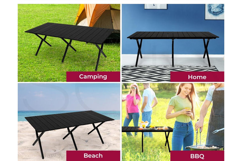 Levede Folding Camping Table Chair Set Black