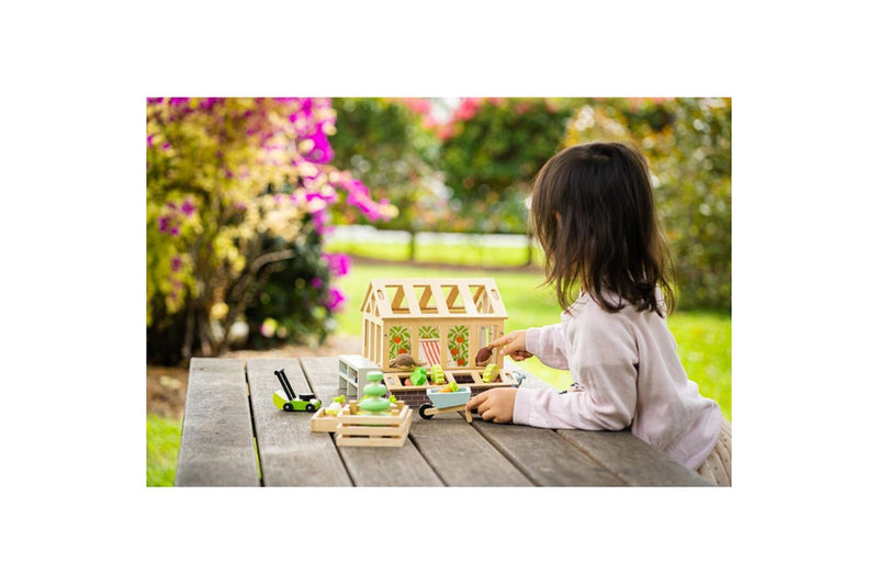 Tender Leaf Toys 48cm Greenhouse w Garden Wooden Toy Set Kids Children 3y+