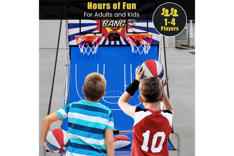 Costway Foldable Electronic Basketball Arcade Game Dual Basketball Game Set w/4 Balls&Hand Pump