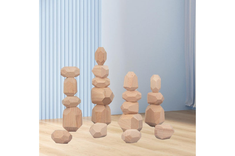 Ozstock New Toy Creative Wooden Stacking Balancing Stone Building Blocks AU