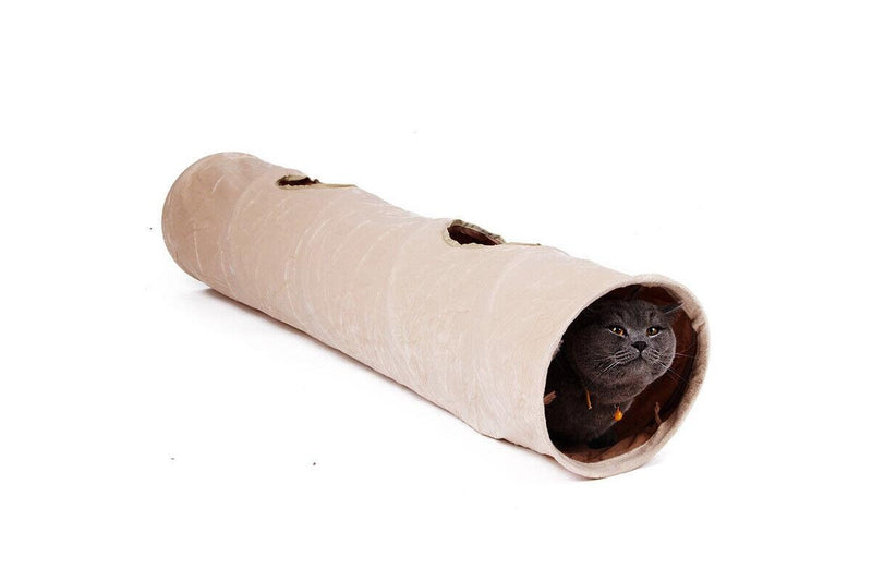 Pet Cat Tunnel Crinkly Tent with Ball Play Holes Collapsible Hiding Tube Cat Toy