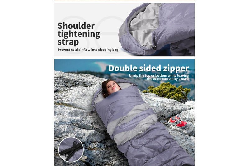 Mountview Single Sleeping Bag Bags Outdoor Camping Hiking Thermal -10℃ Tent Grey