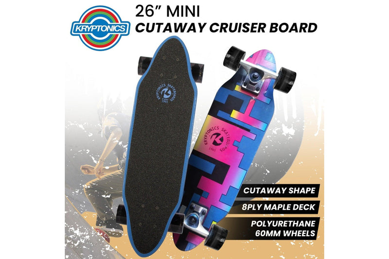 Kryptonics 26-inch Mini Cutaway Cruiser Skateboard Board - 89 IS Fine