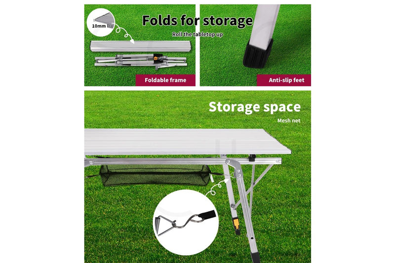 Levede Camping Table Aluminium Roll Up White