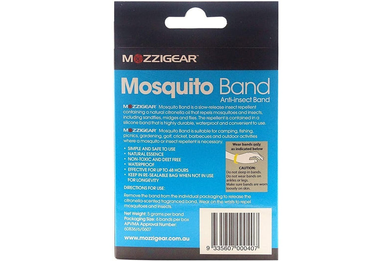 6x Mozzigear Anti Insect Mosquito Kids Wrist Band Repellent Repellant BULK