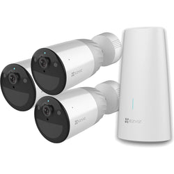 EZVIZ BC1-B3 2K+ Wire-Free Smart Camera System with Spotlight - 3 Pack, 4MP, 2560x1440, 15FPS, Colour Night Vision, Two-Way Talk, MicroSD Slot (Max. 256G)