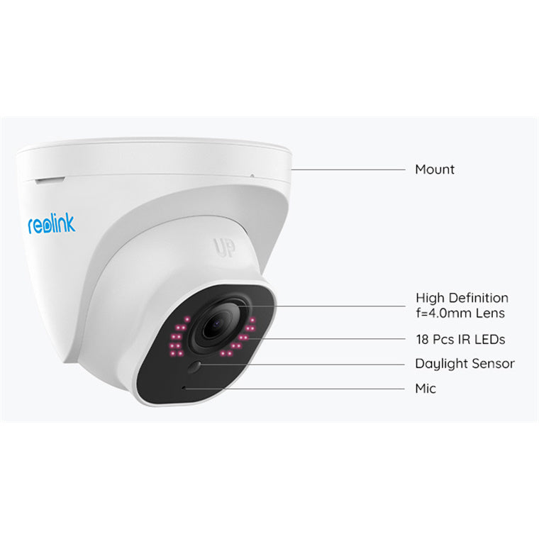 Reolink RLC-820A 8MP Outdoor Turret PoE IP Camera with Person/Vehicle Detection, Time Lapse, 3840 x 2160, 87° Viewing Angle, NightVision, Built-in Mic & Micro-SD Slot, PoE 12W