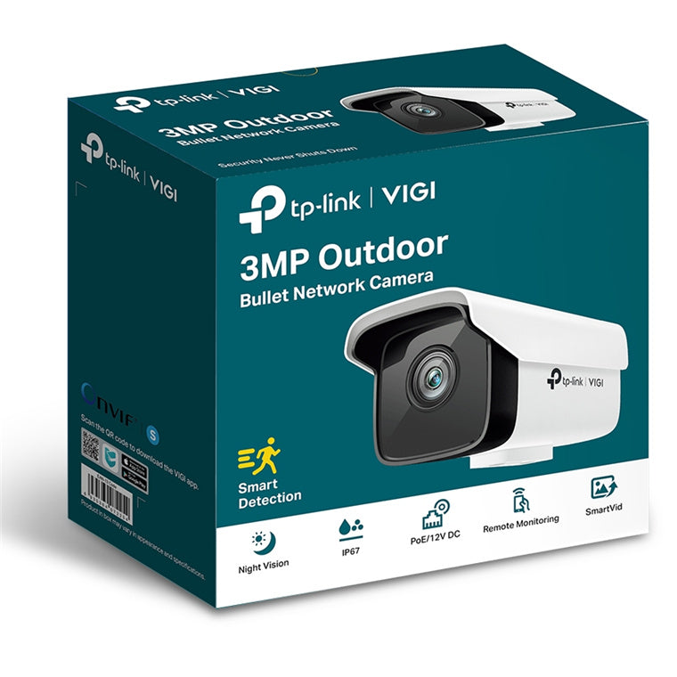 TP-Link VIGI C300 3MP/H.265+ Bullet PoE IP Camera, 4mm