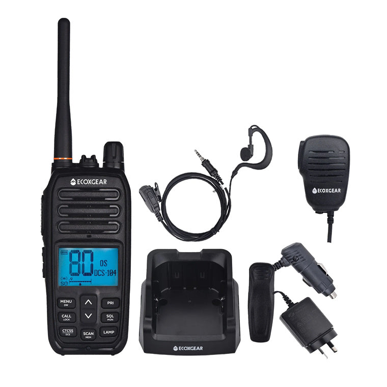 ECOXGEAR ECOXTALK EXG500 UHF 5Watt CB Handheld Radio walkie talkie 17km Long Range, 30 hours Operating Time ,IP67 Waterproof & Dustproof design