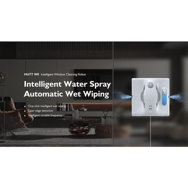 HUTT W8 Window Cleaning Robot Dual Water Spray, with Visible Water Tank 3800Pa - Clean Your Glasses - Tile - Bathroom - Window-Shower Glasses