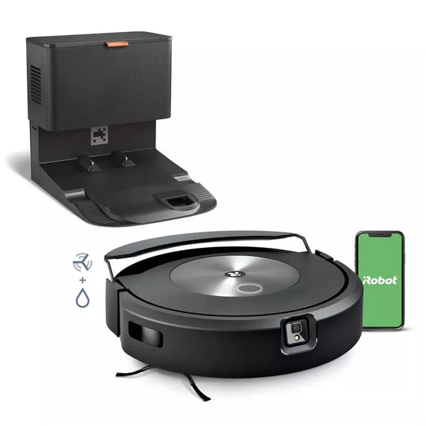 iRobot Roomba Combo j7+ Self-Emptying Robot Vacuum & Mop - Automatically vacuums and mops Without Needing to Avoid Carpets, Identifies & Avoids Obstacles, Smart Mapping, Ideal for Pets,Graphite