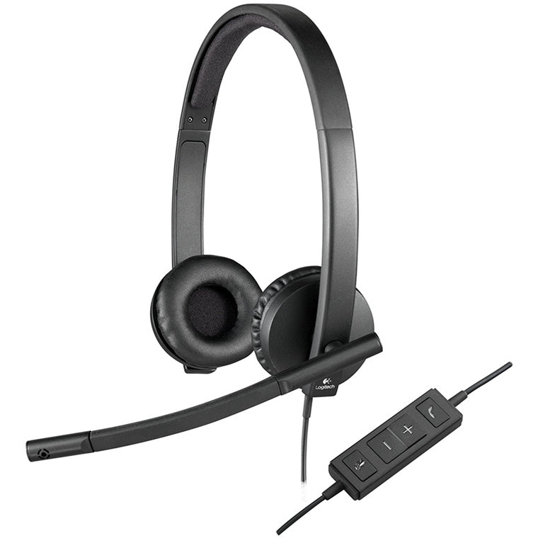 Logitech H570e USB Wired On-Ear Active Noise Cancelling Headset - UC Certified