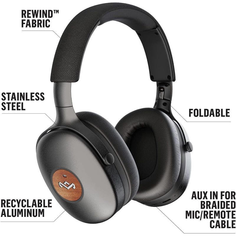 MARLEY Positive Vibration XL ANC Wireless Over-Ear Noise-Cancelling Headphones - Signature Black