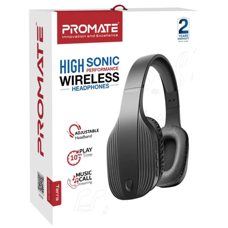 Promate TERRA.BLK Terra Wireless Over-Ear Headphones - Black