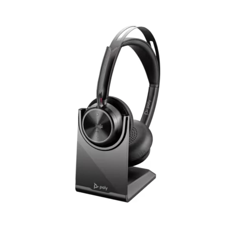 HP Poly Voyager Focus 2 Bluetooth On-Ear Active Noise Cancelling Headset with Stand - Teams Certified