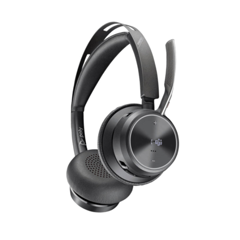 HP Poly Voyager Focus 2 Bluetooth On-Ear Active Noise Cancelling Headset with Stand - Teams Certified