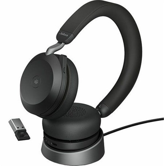 Jabra Evolve2 75 Bluetooth On-Ear Active Noise Cancelling Headset with Charging Stand - Teams Certified