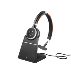 Jabra Evolve 65 SE Bluetooth On-Ear Mono Headset with Charging Stand - Teams Certified