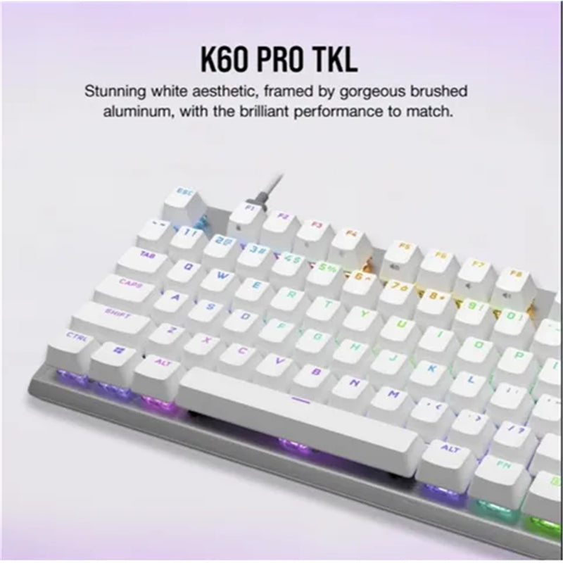 Corsair K60 PRO TKL RGB TENKEYLESS OPTICAL-MECHANICAL GAMING KEYBOARD WHITE