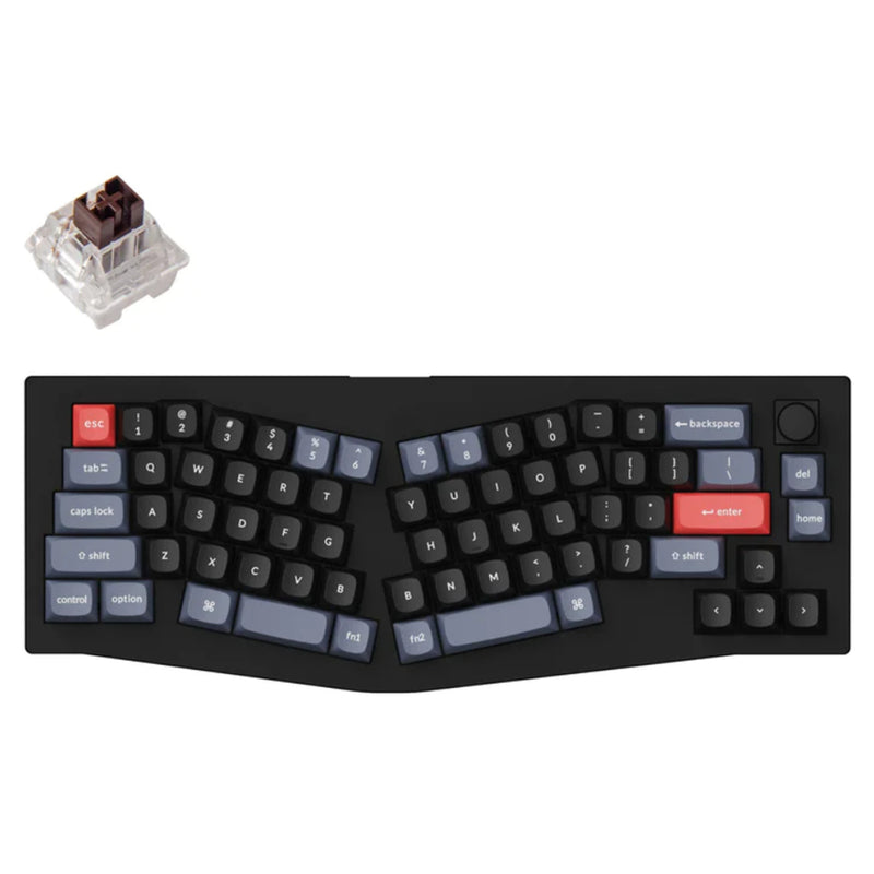 Keychron V8-D3 65% Alice 68 Key Carbon Black Full Assembled Knob Brown Switch RGB Hot-SwapKeychron Kpro Mechanical Wired QMK Custom Keyboard