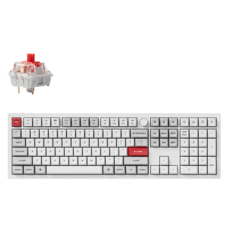 Keychron Q6 Pro QMK/VIA Wireless Custom Mechanical Keyboard Fully Assembled Knob / ShellWhite/Keychron K Pro Red